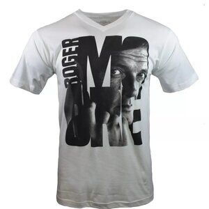 Adult Unisex Roger Moore V-neck T-shirt - 007 James Bond -Vintage Tee-